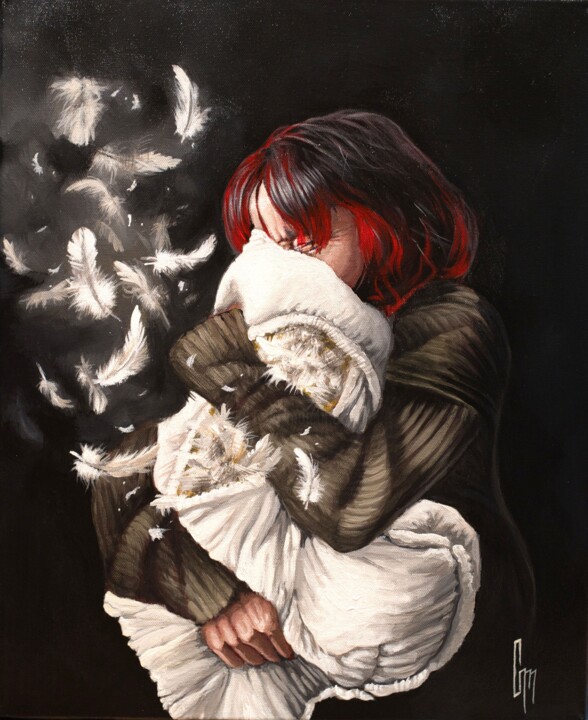 Painting titled ""Silence"" by Mrs Steamcloudy, Original Artwork, Acrylic Mounted on Wood Stretcher frame