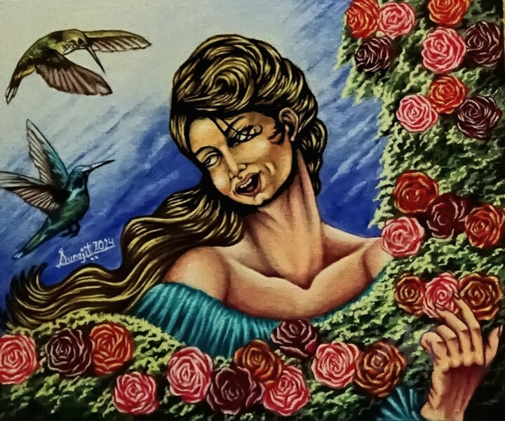 Painting titled "The Beauty Of Nature" by Surajit Purkait, Original Artwork, Acrylic Mounted on Wood Panel