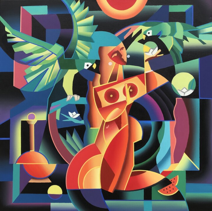 Virtual friendship 绘画, 23.6x23.6 in