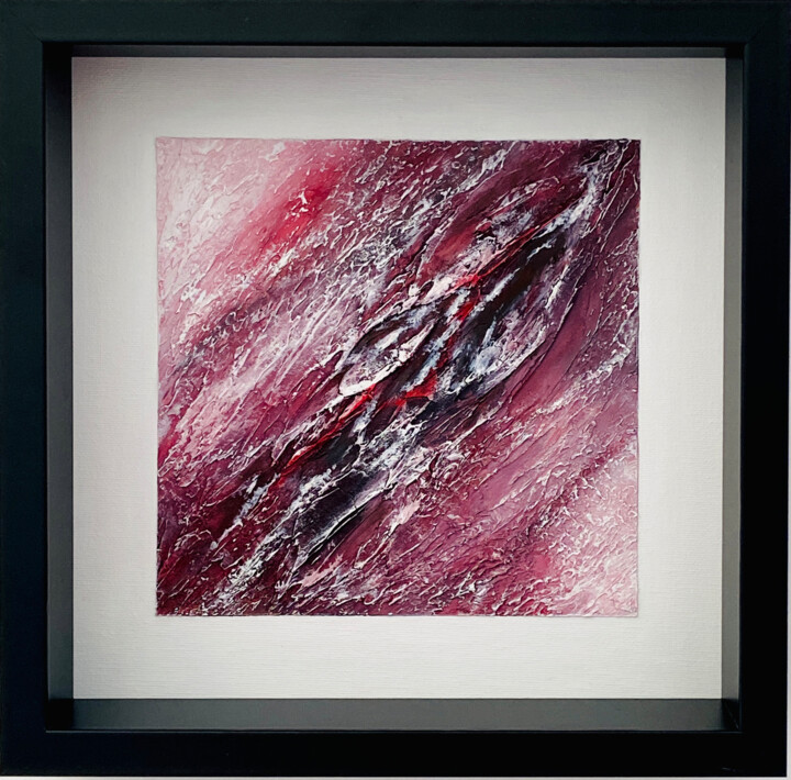 Gradient and Contrast, acrylic, texture, black red white 绘画, 9.8x9.8 in