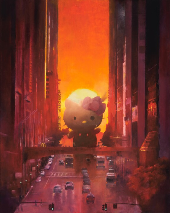Painting titled "Hello Henge" by Waynester, Original Artwork, Oil