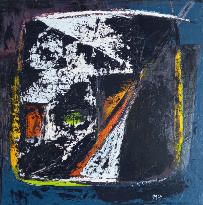Peinture intitulée "Darkside" par Frédérique Manley, Œuvre d'art originale, Huile Monté sur Châssis en bois