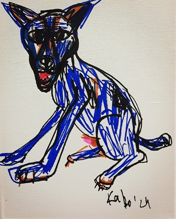 Dog. Wolf. Drawing 绘画, 9.8x7.9 in