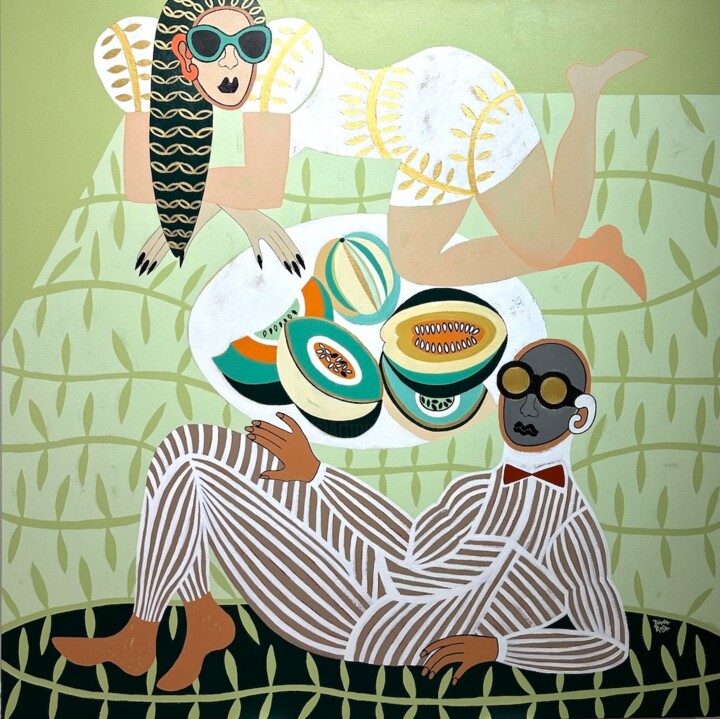 Painting titled "Picnic" by Diana Rosa, Original Artwork, Acrylic