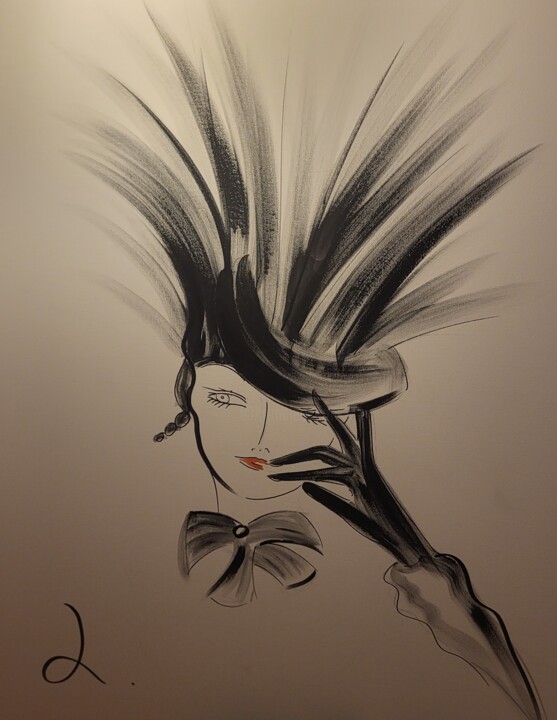 Femme au nœuds papillon 绘画, 51.2x37.8 in