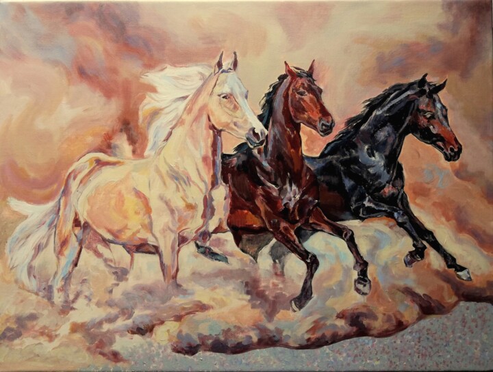 Running Horses 绘画, 23.6x31.5 in