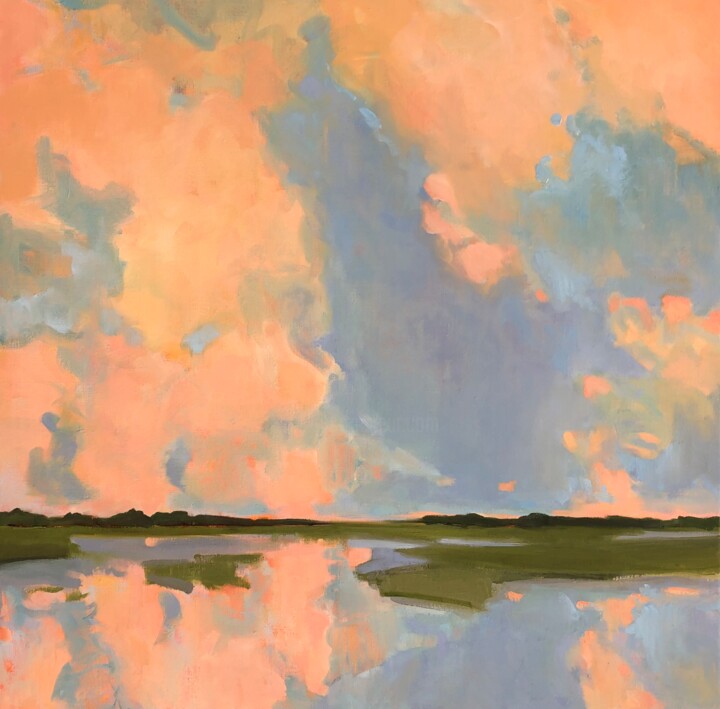 「Early evening」というタイトルの絵画 Stella Burggraafによって, オリジナルのアートワーク, オイル ウッドストレッチャーフレームにマウント