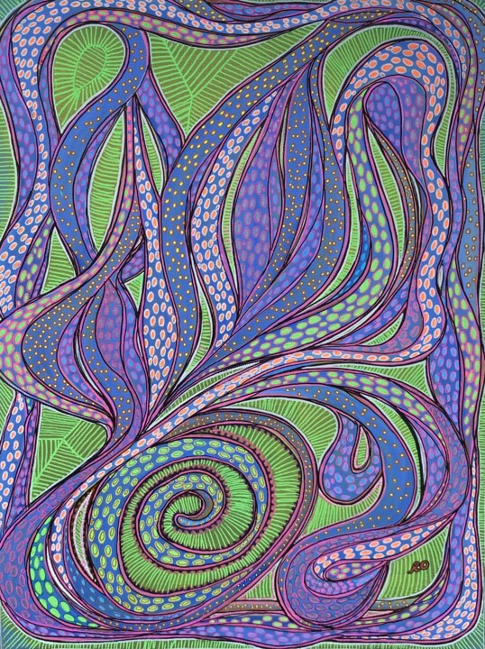 Original painting "Octopus dance" 绘画, 24x18 in