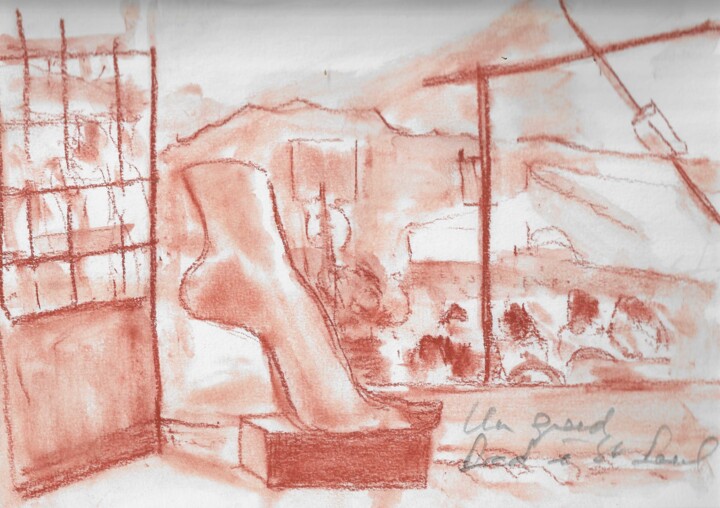 Pied par Martine Wehrel à Saint-Paul de Vence 图画, 8.3x11.6 in