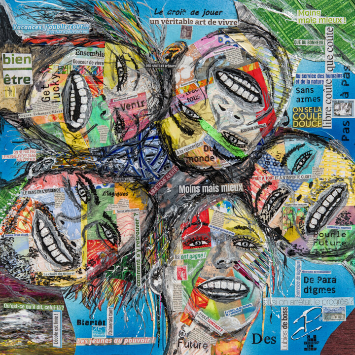 les jeunes au pouvoir 绘画, 23.6x23.6 in