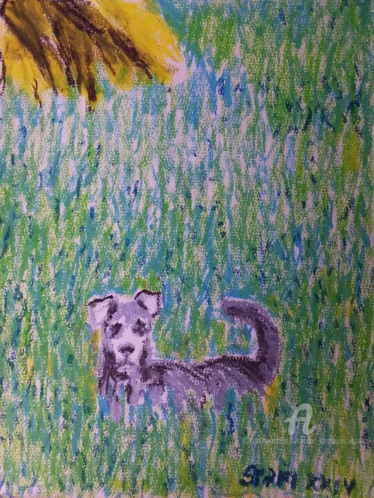 Jouer dans les fleurs des champs Painting, 11.8x7.9 in