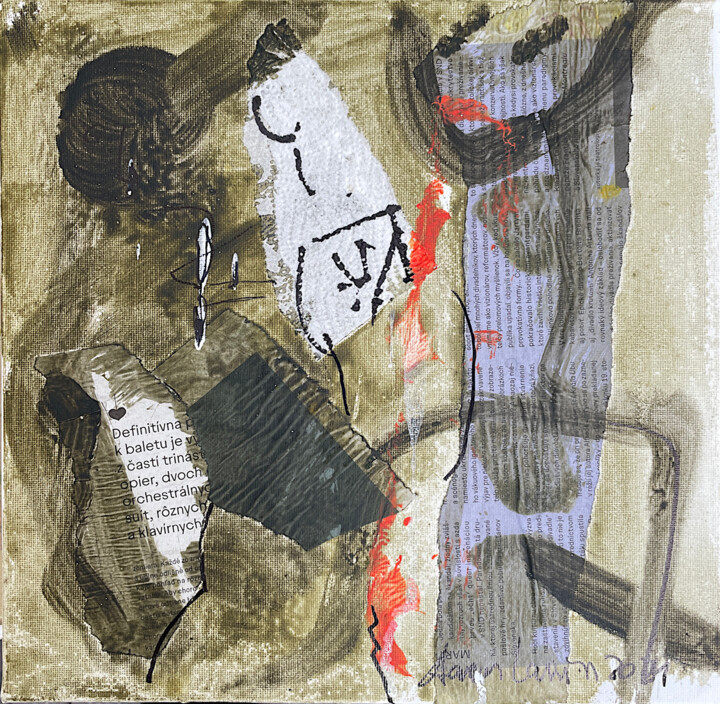 Painting titled "Black Abstraction" by Aaron Labin (Grogoryan), Original Artwork, Acrylic Mounted on Wood Panel