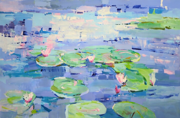 Water lilies in the orchard 绘画, 51.1x78.8 in