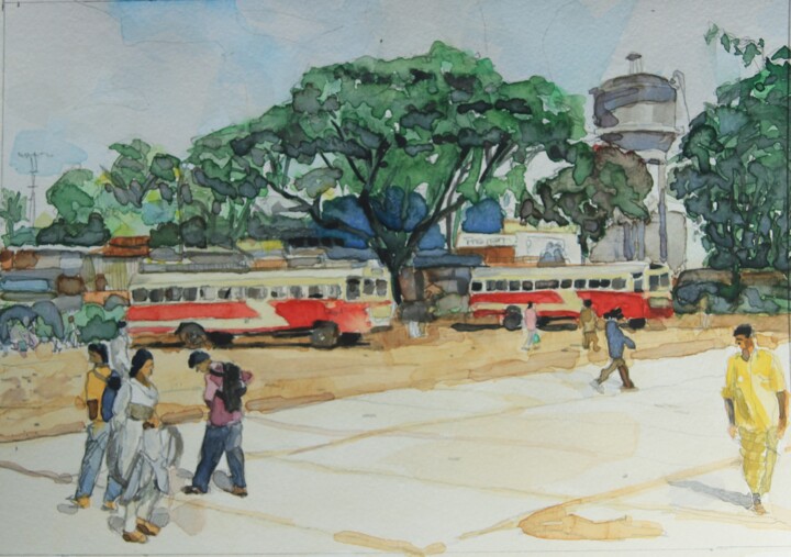 Gare Routière 绘画, 7.9x11.8 in