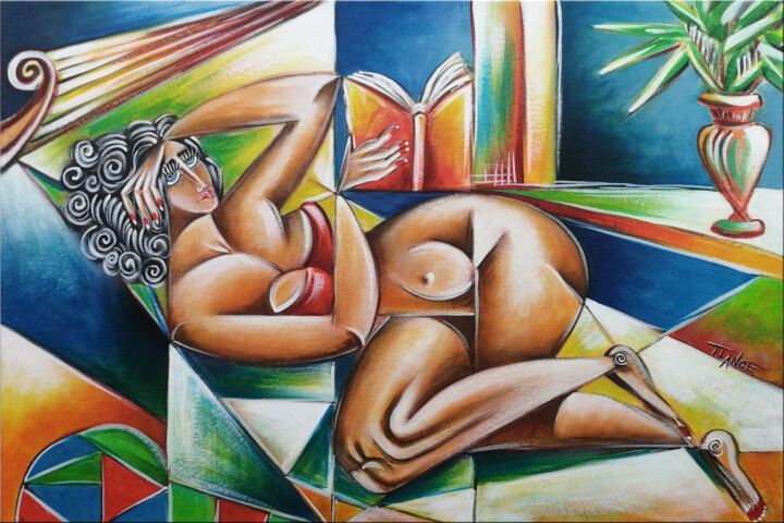 Woman Chillout #M254 绘画, 15.8x23.6 in