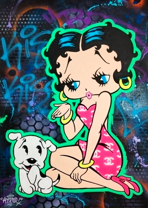 Betty Boop X Chanel - Kiss kiss! 绘画, 39.4x27.6 in