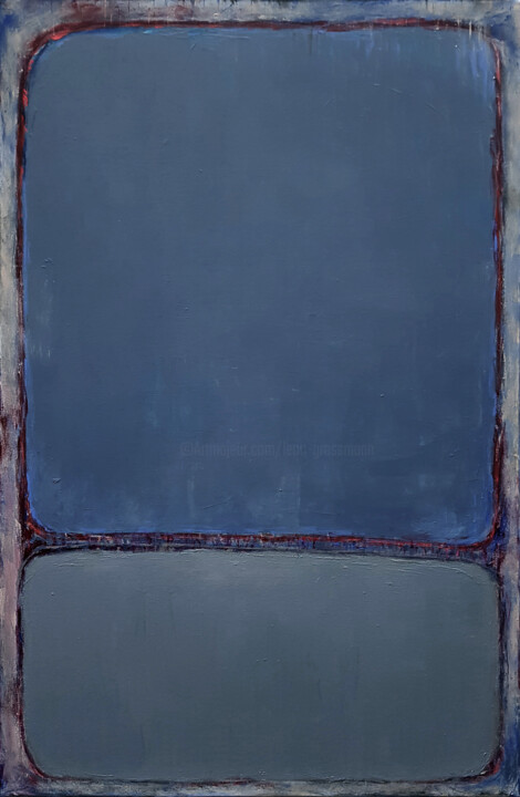 Peinture intitulée "Blue Grey Abstract…" par Leon Grossmann, Œuvre d'art originale, Acrylique Monté sur Châssis en bois