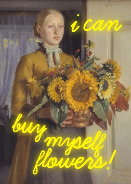 I can buy myself flowers - A girl with sunflowers 1889 数字艺术