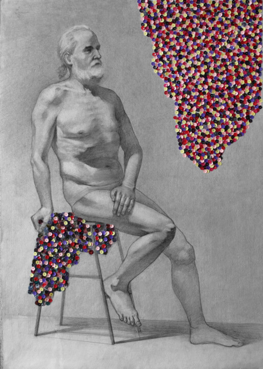 Nudity 2. Sequins 绘画, 26.4x18.8 in