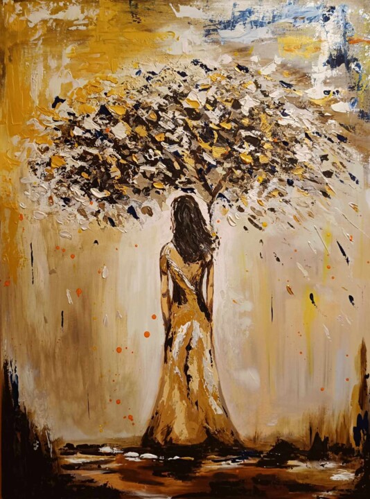 Painting titled "Optimisme" by Souli, Original Artwork, Acrylic Mounted on Wood Stretcher frame