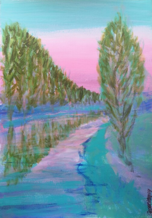 CHEMIN DE HALAGE 5 Painting, 16.5x11.8 in