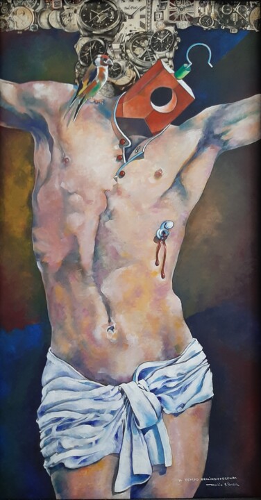 Painting titled "Il tempo dell'indif…" by Mario Venza, Original Artwork, Acrylic Mounted on Wood Stretcher frame