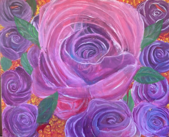 Peinture intitulée "Bloodies Flowers" par Sandy Madar, Œuvre d'art originale, Acrylique