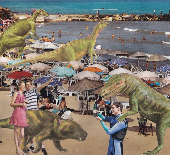 Dinosaurs invasion 拼贴, 7.7x7.9 in