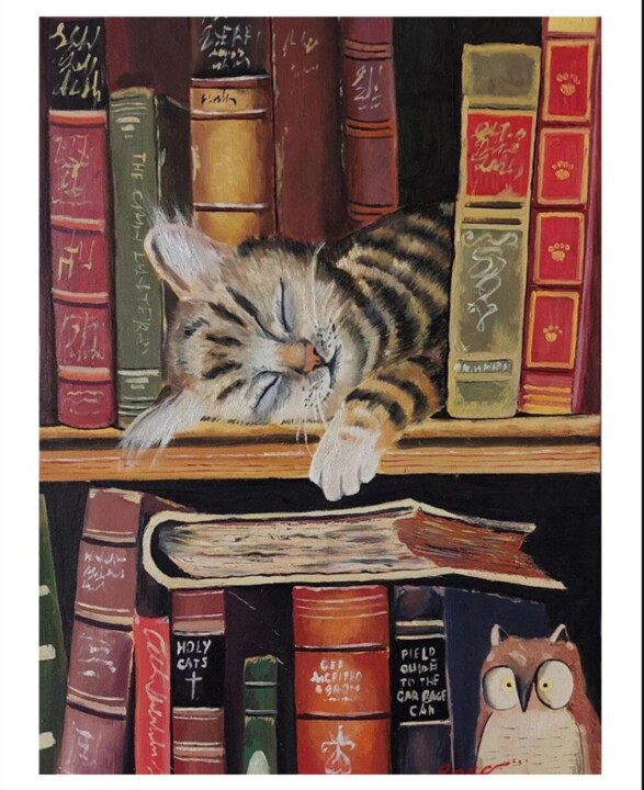 Schilderij getiteld "Cat's life" door Yengo, Origineel Kunstwerk, Olie