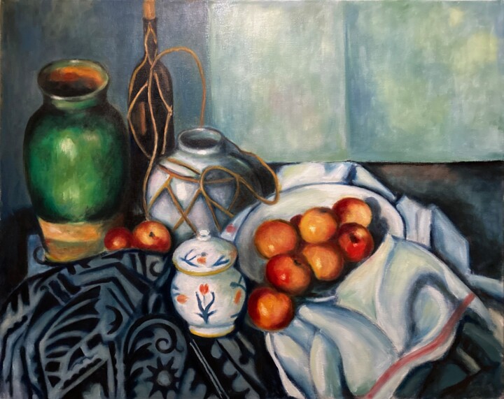 Still Life with Apples after Cezanne Painting, 24x30 in