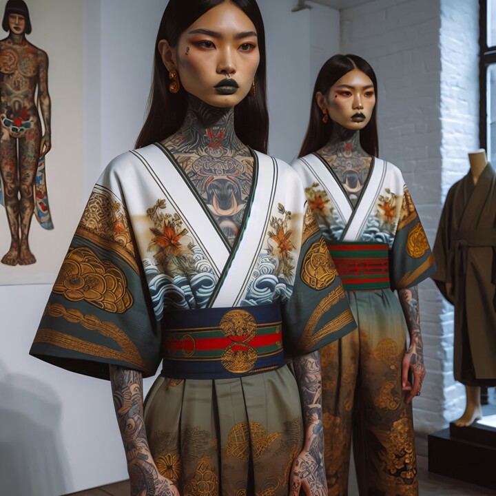 Wearin' silky kimono and looking somewhere 数字艺术