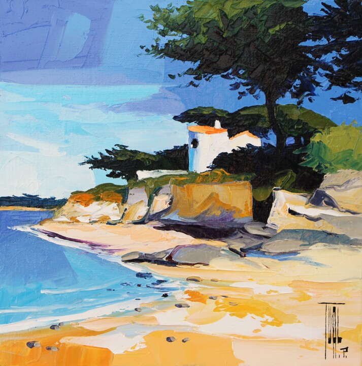 Peinture intitulée "Un coin de plage" par Pierrick Tual, Œuvre d'art originale, Huile