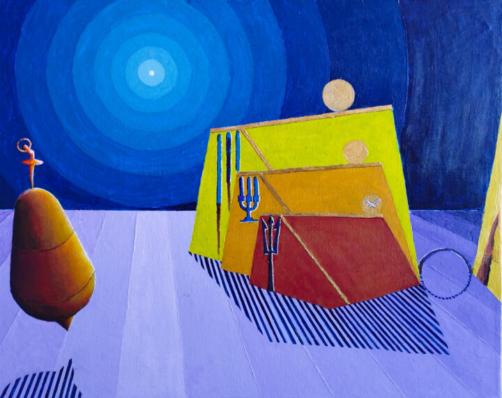 Sisteron au clair de lune 绘画, 15.8x19.7 in