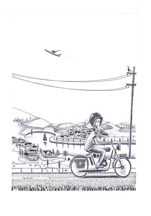 Disegno intitolato "State road 36 Lecco…" da Schascia, Opera d'arte originale, Inchiostro