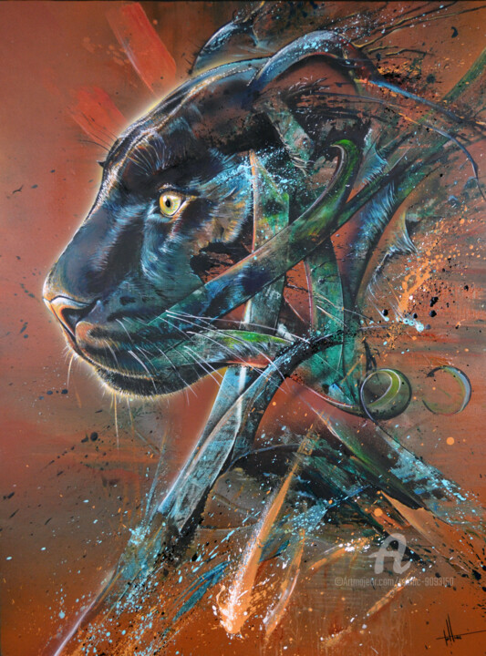Panther 绘画, 45.7x35 in