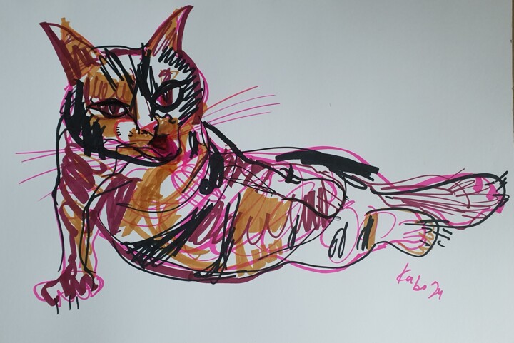 Кошка. Cat 🐈 绘画, 11x16.5 in