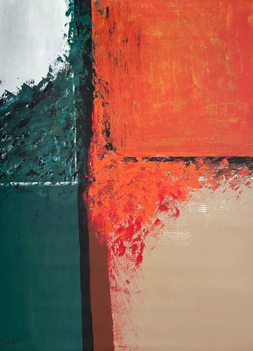 Painting titled "Automne" by Françoise Colobert, Original Artwork, Acrylic Mounted on Wood Stretcher frame