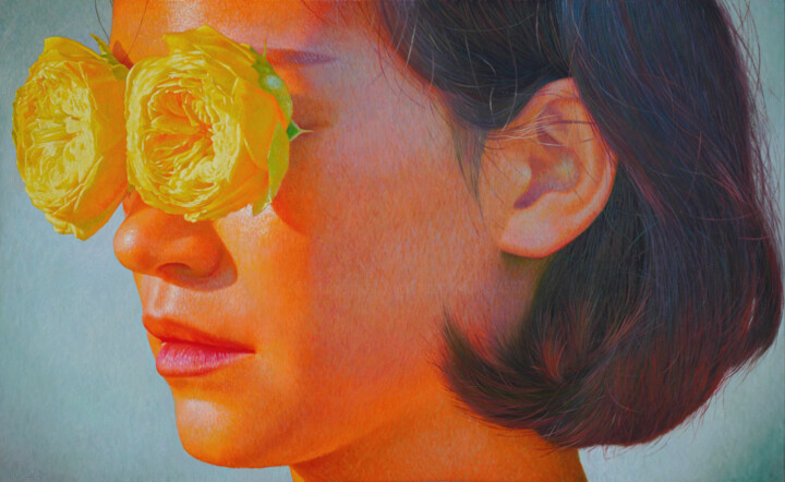 Painting titled "A Girl" by Kim Seung Hwan, Original Artwork, Oil