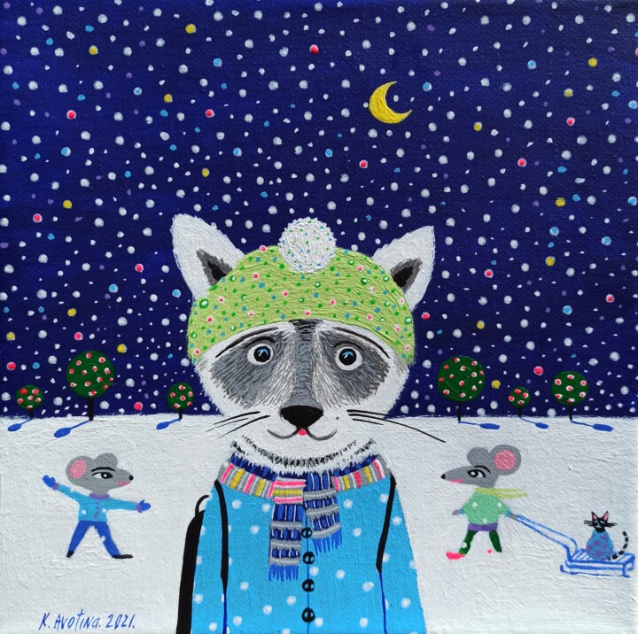 Who Took My Christmas Tree? 绘画, 7.9x7.9 in
