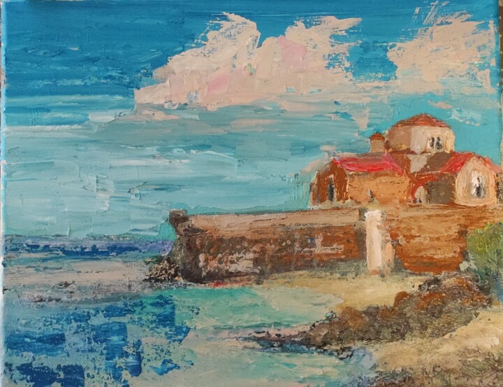 Prieuré St Nicolas,Sables d'Olonne. Peinture acrylique Painting, 9.5x12.6 in