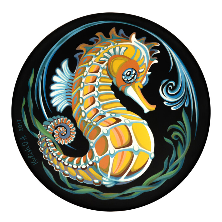 Pregnant seahorse Pittura, 9,3x9,3 in