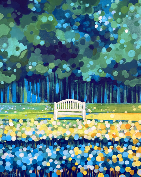 thinking bench Pittura, 19,7x15,8 in