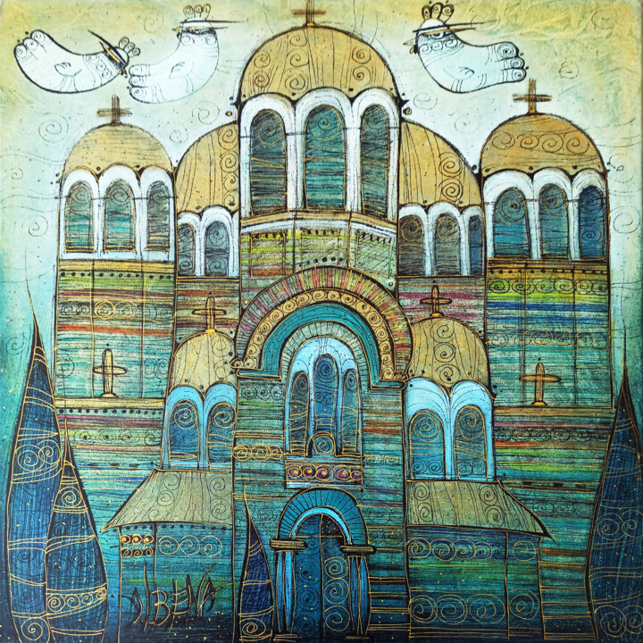Peinture intitulée "Souvenirs de Sofia…" par Albena Vatcheva, Œuvre d'art originale, Huile Monté sur Châssis en bois