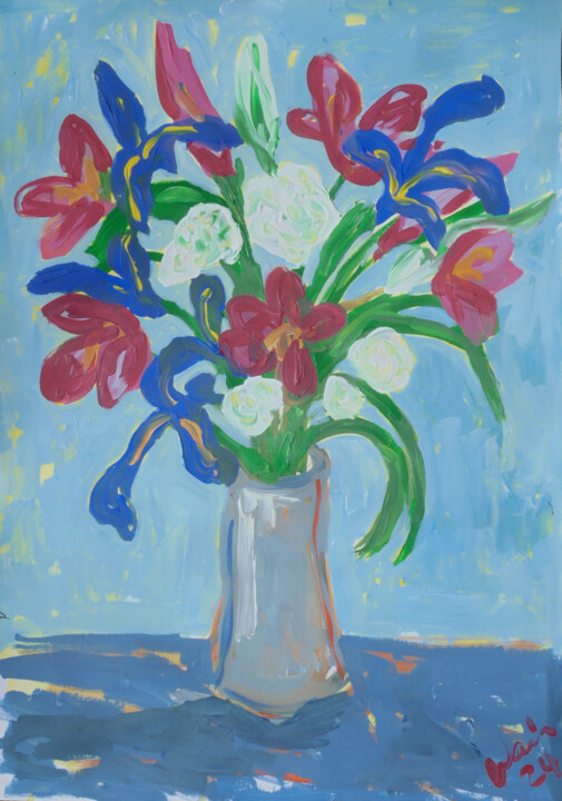 Bouquet with Irises 绘画, 23.2x16.5 in