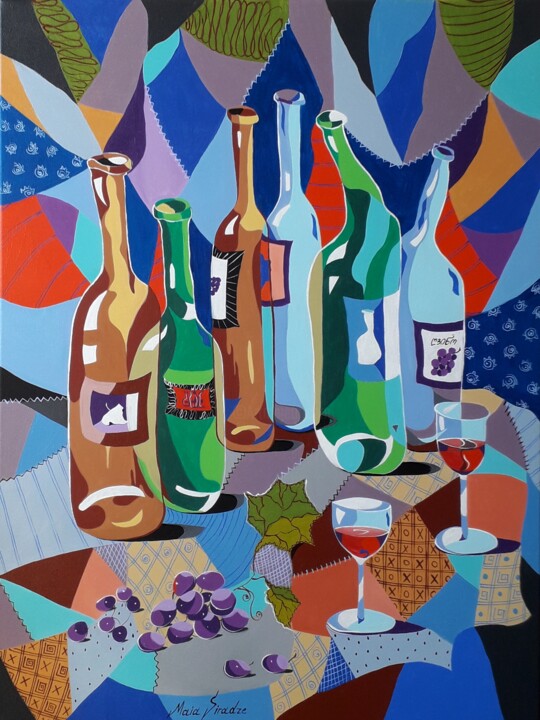 Drunk bottles 绘画, 31.5x23.6 in