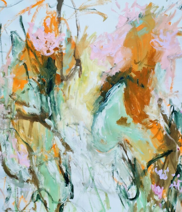 Blooming flowers 绘画, 43.3x37.4 in