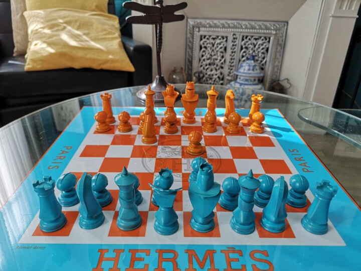 Hermès élégance en bleue 雕塑, 15.8x15.8 in