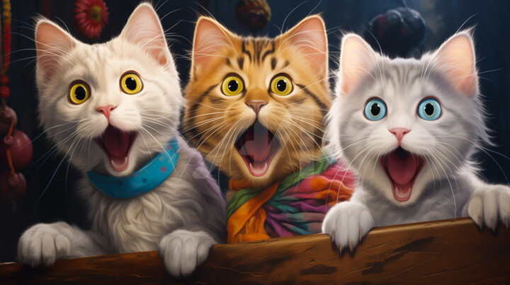 The Amazed Cats! 数字艺术