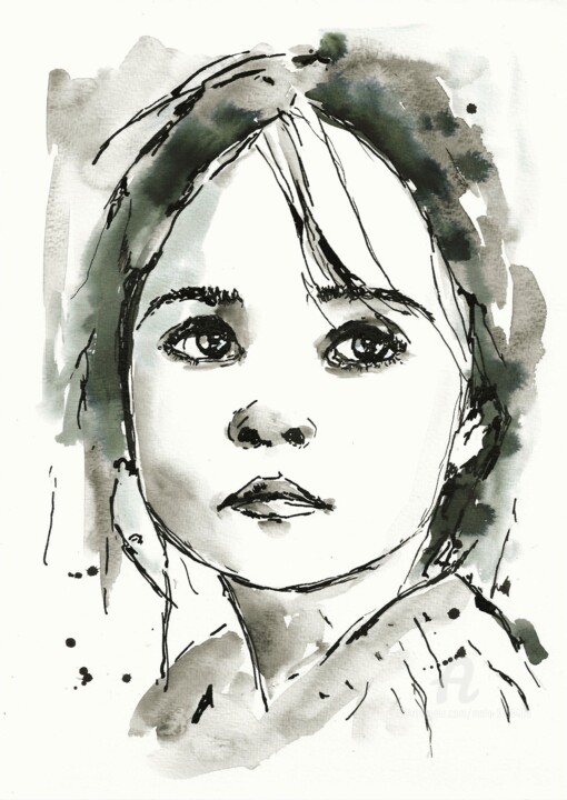 Little girl petite fille °4 图画, 11.7x8.3 in