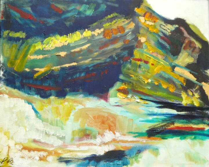 Peinture intitulée "Cliff strata 1" par Paul Mckee, Œuvre d'art originale, Huile